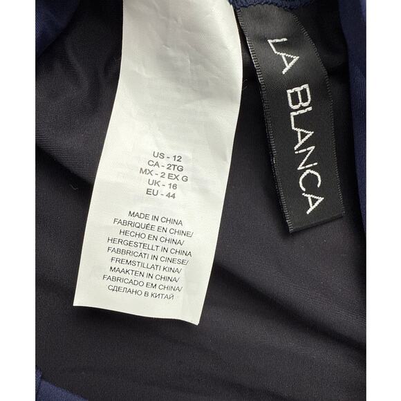 La Blanca Swimsuit One Piece Size 12 Island Goddess Indigo Cross Front Keyhole - Picture 5 of 8